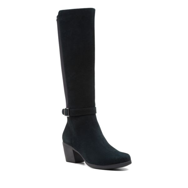 Clarks Womens Un Lindel Hi Knee High Boots Black | UK-326518